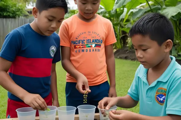 Crianças descobrindo a ciência por meio da germinação de sementes, observando de perto o crescimento das plantinhas e aprendendo sobre a natureza de forma interativa!